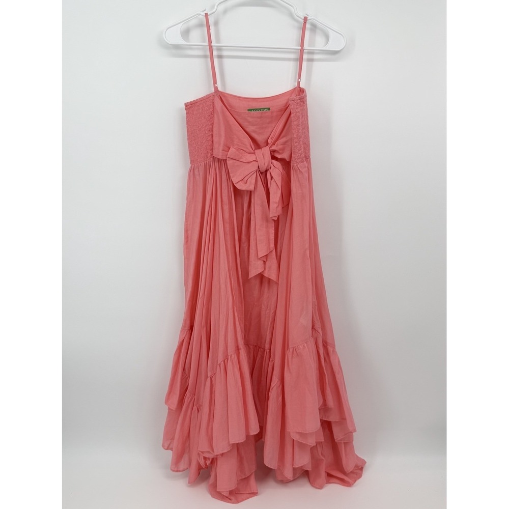 J. Crew Pink Sheer Organic Cotton Mini Dress Handkerchief Hem Size Small Flowy‎
